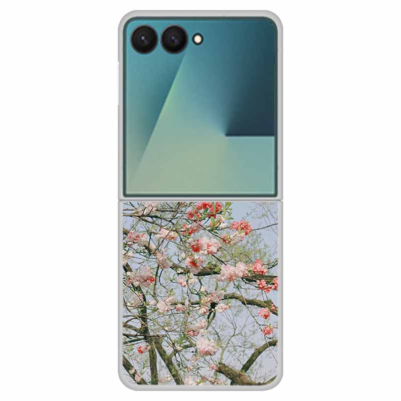 For Samsung Z Flip7 Flowers Case Transparent Hard PC Plastic Cover Shockproof Coque for Funda Samsung Galaxy Z Flip 7 5G Zflip7