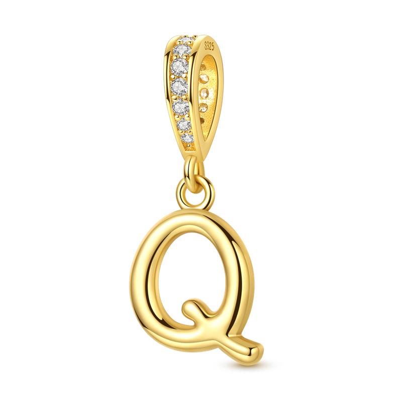 925 Silver Golden Series Charms Bead with CZ Zircon Whale Butterfly Sun Pendant for DIY Fashion Jewelry Bracelet