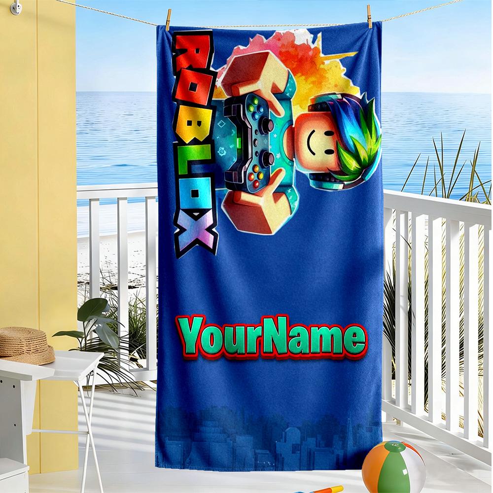Roblox Personalized Name Beach Towel Super Soft & Absorbent Suitable for Swimming Gym Camping Yoga Vacation