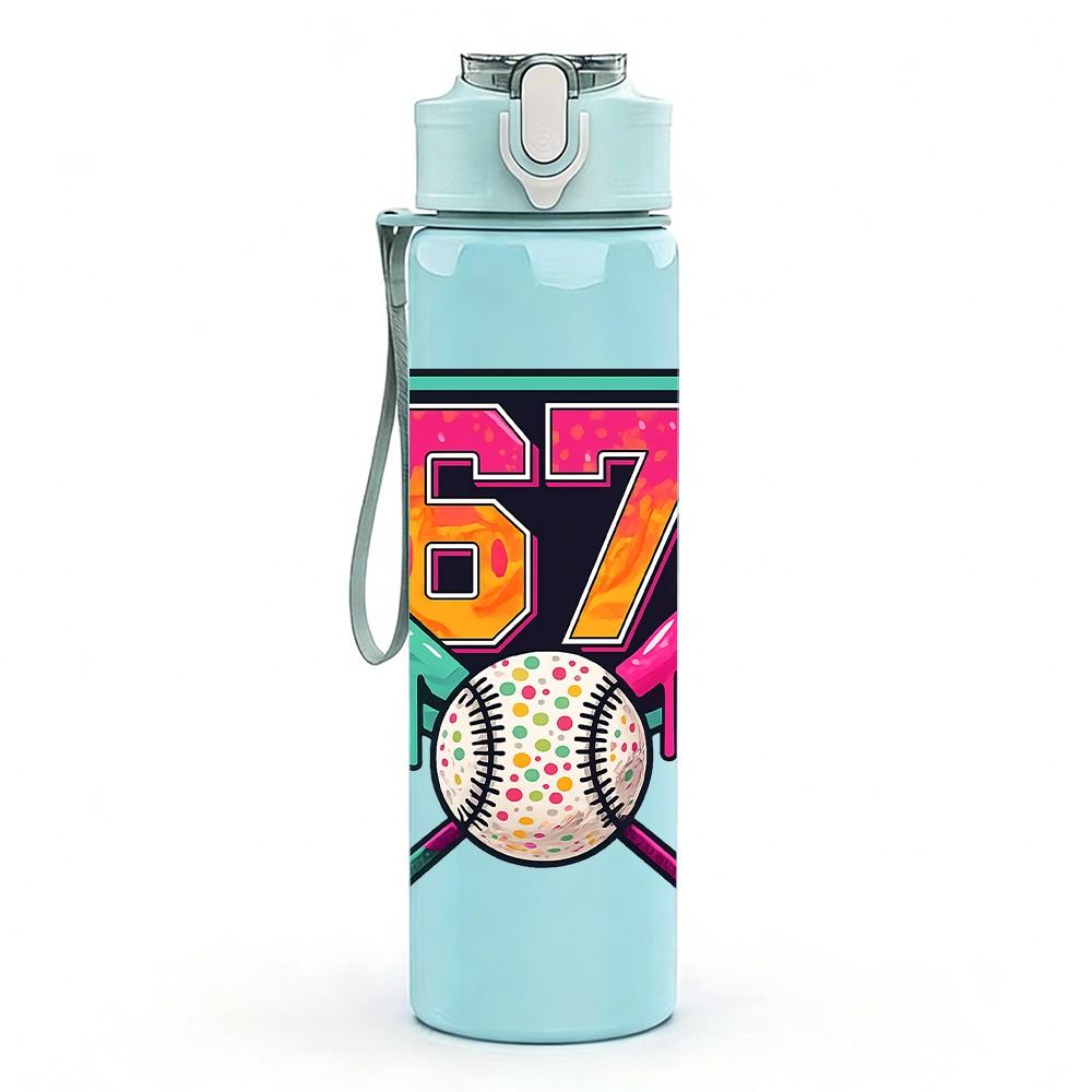 1PC Sixty Seven Baseball Bat Art 750ml Color Plastic Sports Water Bottle Leakproof Flip Straw Lid Suitable for Sports Office Home Use