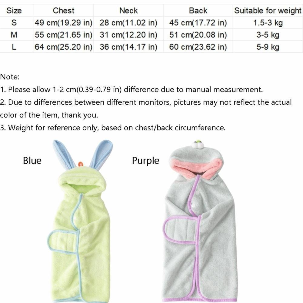 Warm Dog Hooded Bathrobe Coral Fleece Microfiber Dog Towel Rabbit Ear Design Pet Robe Swimming