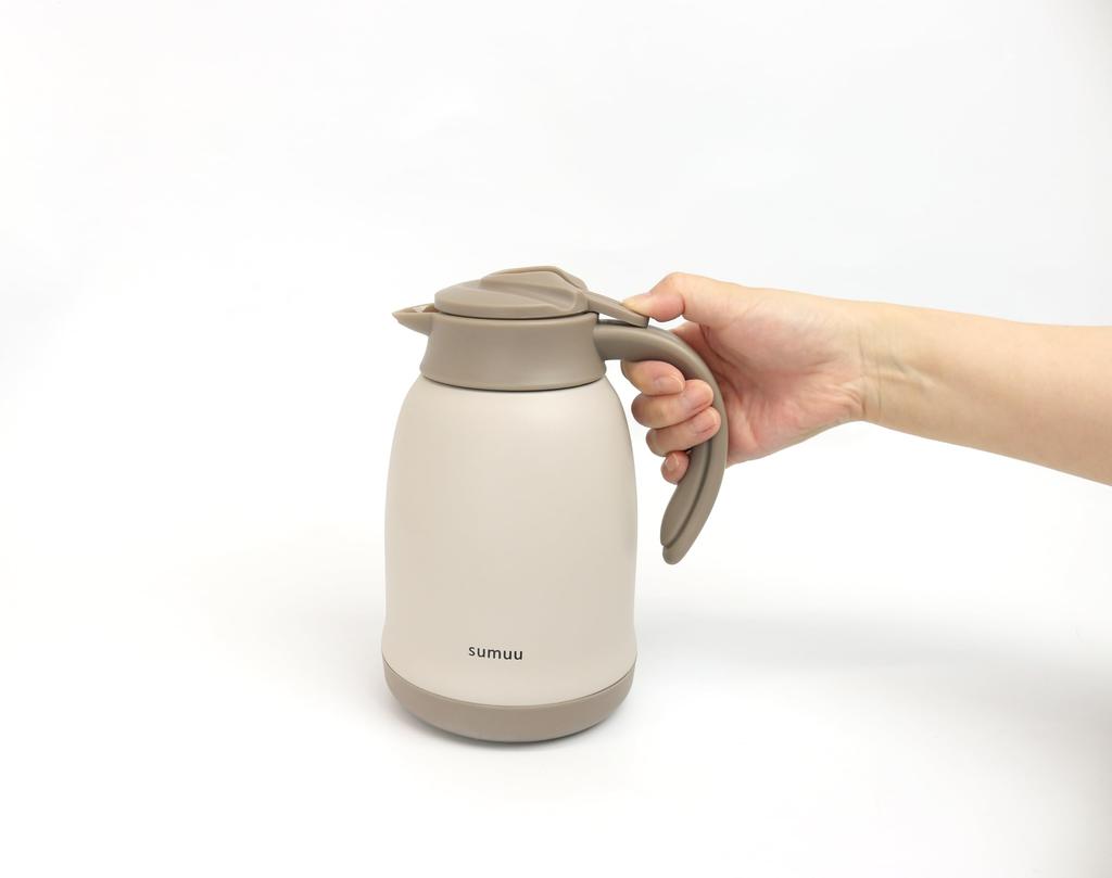 Estale Table Pot Thermos Vacuum Insulation Insulation 1300ml Stylish Matte Color White Sumuu Meebo Double-Layer Cold/Hot