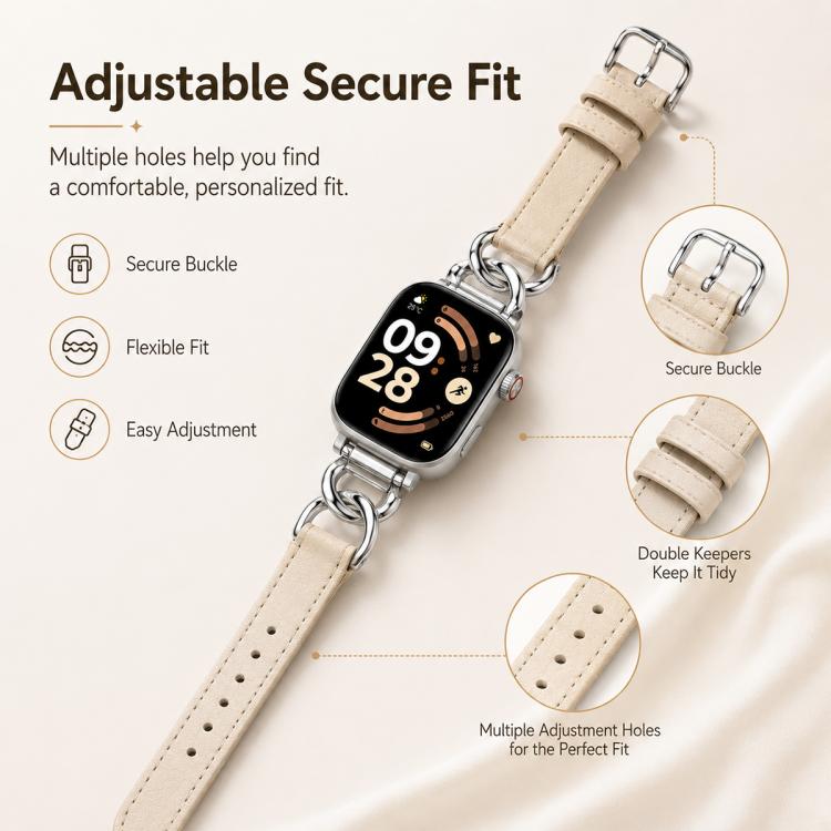 Металлическая цепь и ПУ-кожаный ремешок для часов для Xiaomi Band10 Pro / Redmi Watch6 /5