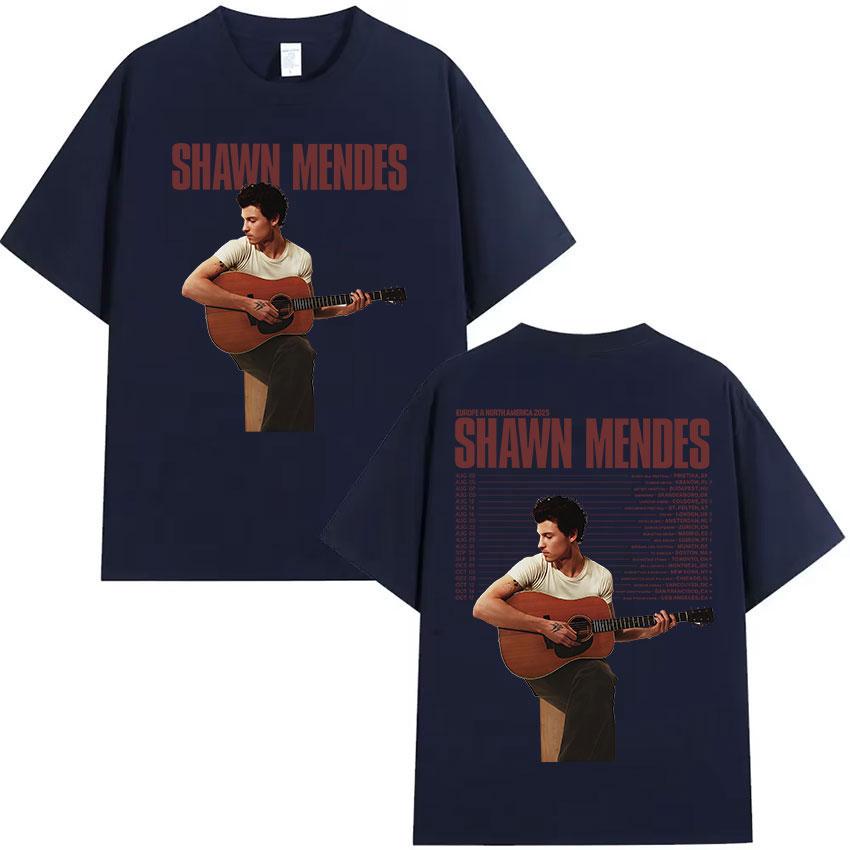 Singer Shawn Mendes Tour 2025 Album Graphic T-Shirt Men Fashion High Quality Cotton T Shirts Hip Hop Gothic Short Sleeve T Shirt