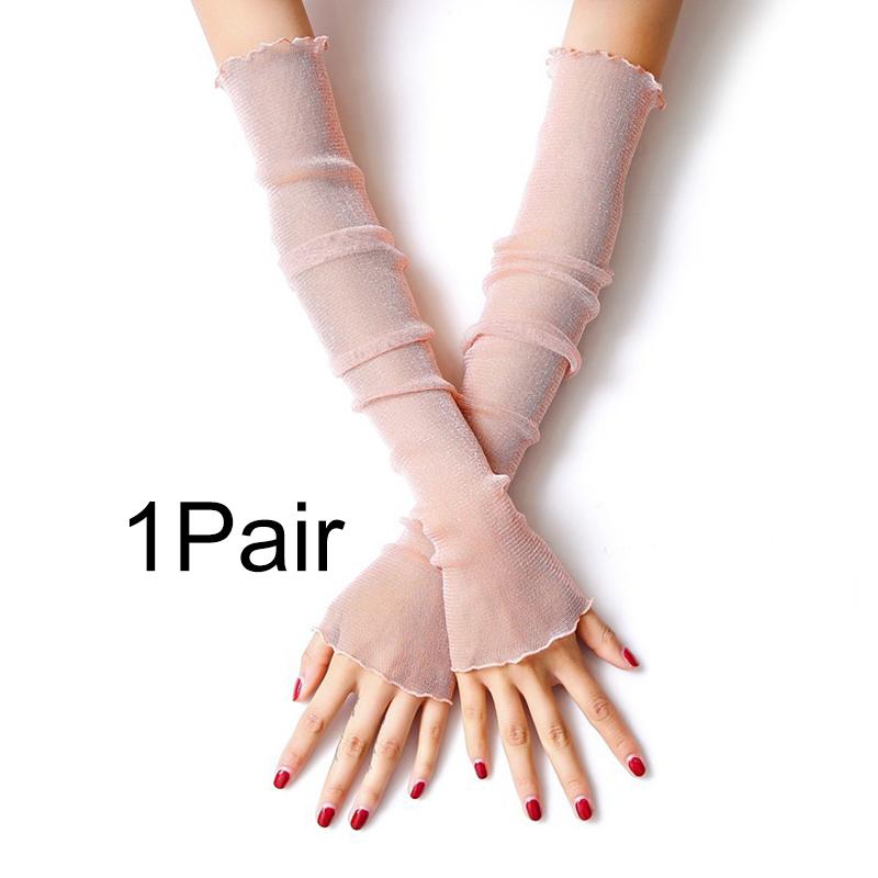 1Pair Sunscreen Sleeve Summer Netting Outdoor Lace Sleeve Edge Ultraviolet-proof Sun Protection Multiple Colors Ice Sleeve