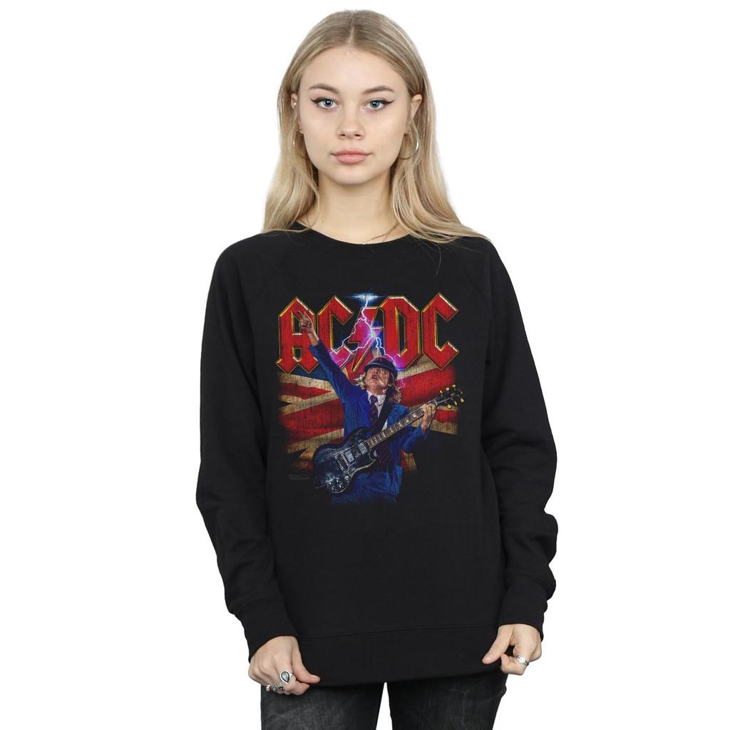 AC/DC Womens/Ladies Angus Union Flag Lightning Sweatshirt