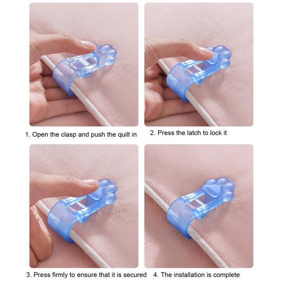 4Pcs Cute Cat Paw Quilt Holder Clip Needleless Seamless Fastener for Duvet Firmly Prevent Slip Universal Bed Sheet Clips Non-slip Blanket Corner