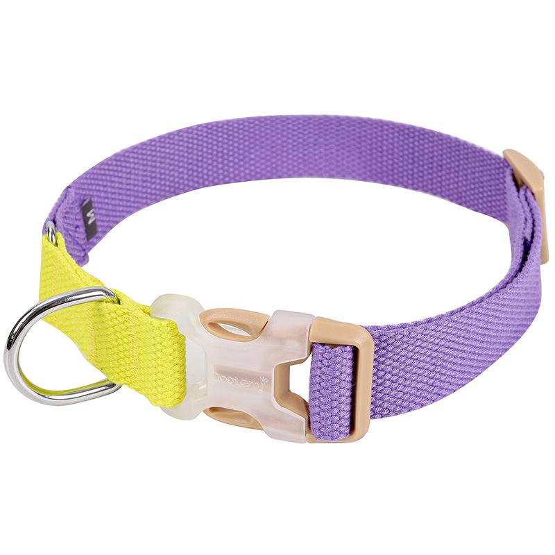 INS Color‑block Polyester Cotton Webbing Dog Collar Soft Adjustable Quick Release Buckle Pet Collar for Small Medium Dog Walking Pet Supplies
