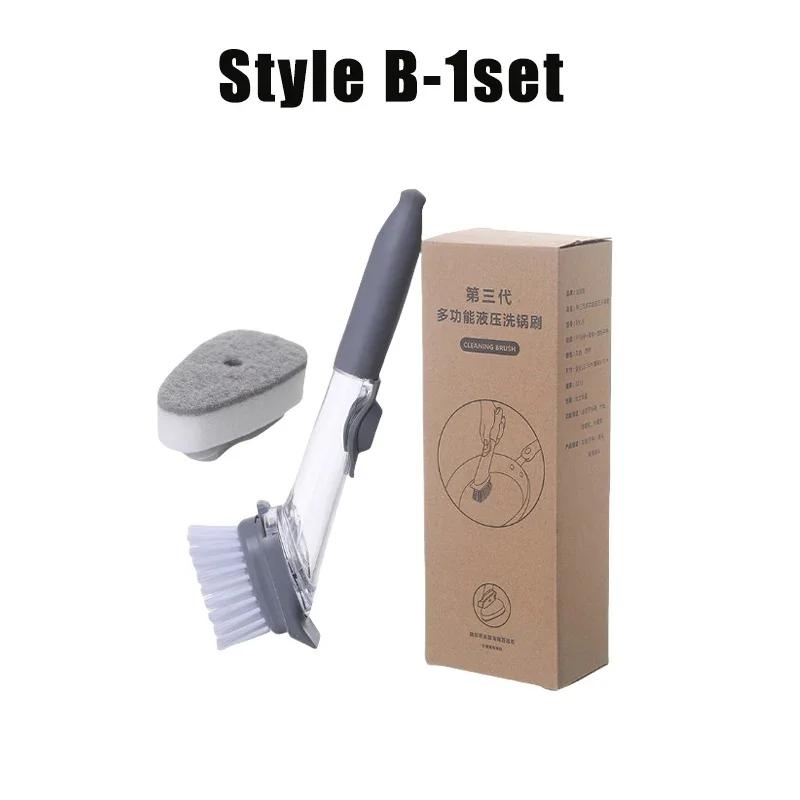 Щетка для чистки кухни 2 в 1 со съемной головкой, губка, дозатор мыла, набор щеток для мытья посуды, кухонные чистящие средства