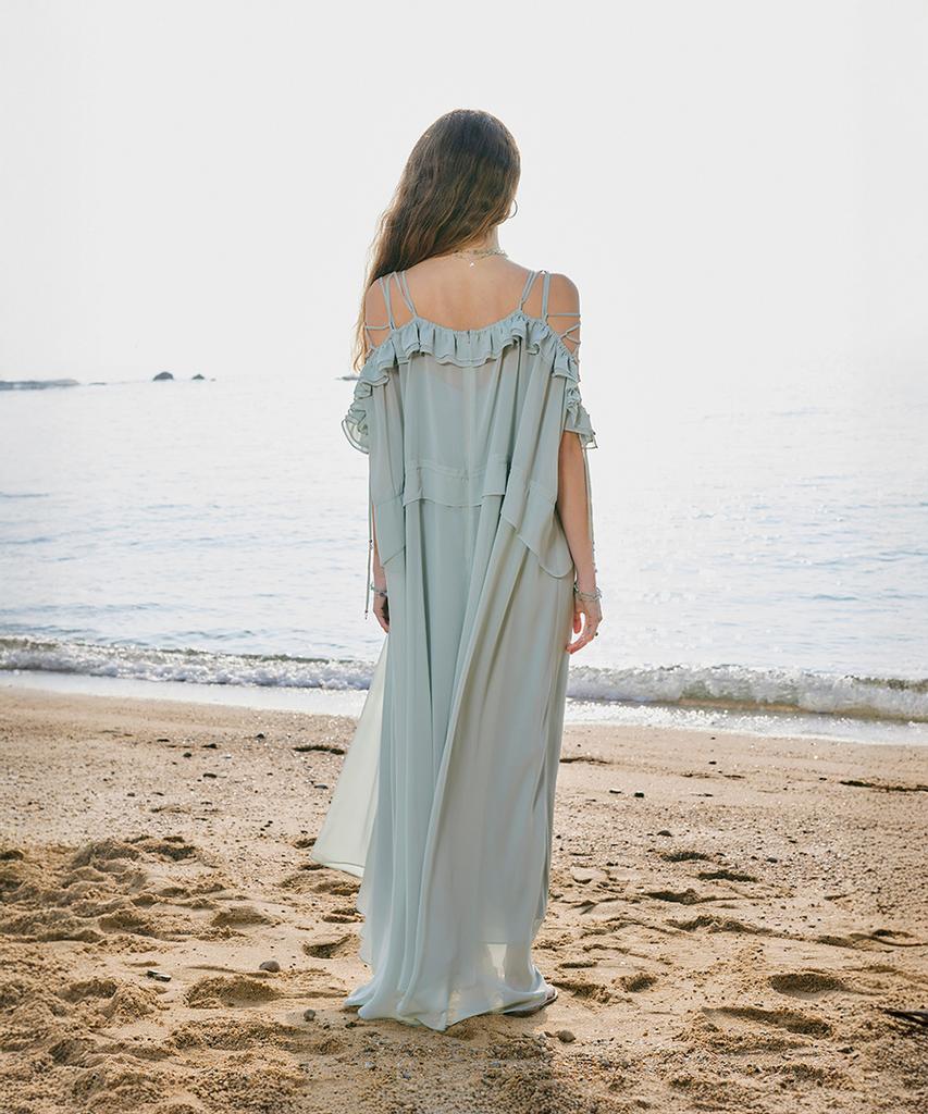 Aiseugadeuneiogongpal Off-Shoulder Chiffon Dress_Seafoam Green