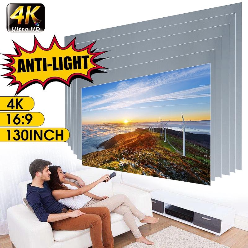 16:9 50/60/63/72/84/100/112/120/130-дюймовый экран 3D Домашний кинотеатр HD 1080P Проекционный экран Портативный Складной Антибликовый Проектор