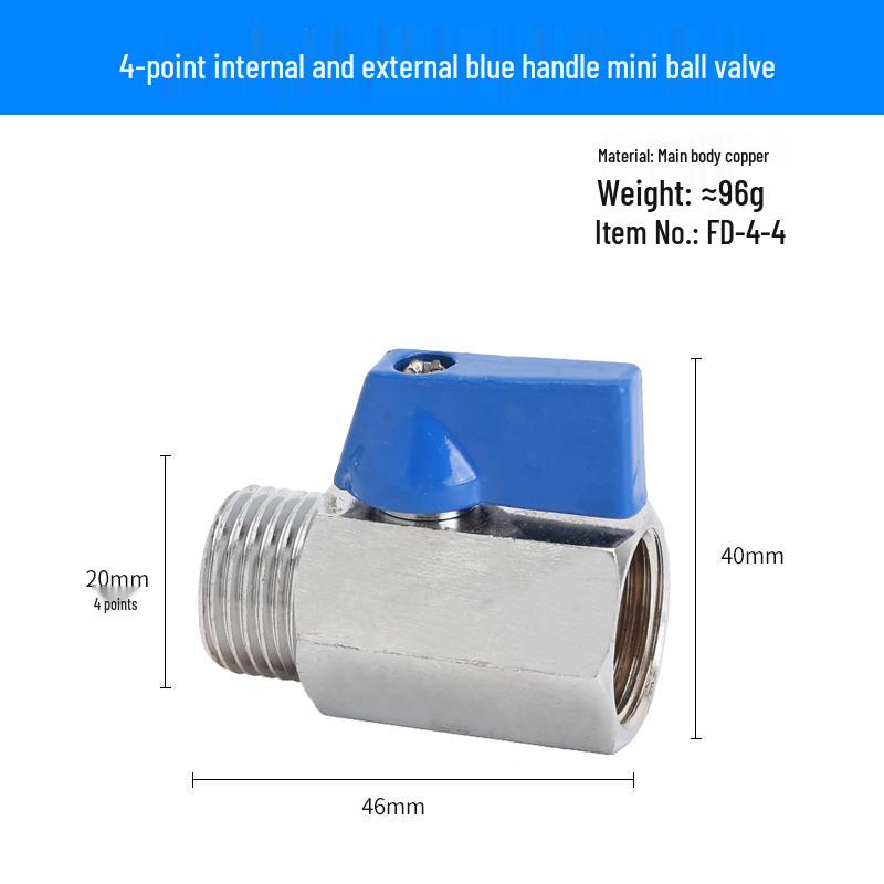 Super Short Mini Brass Ball Valve, 1/8" - 1/2" Thickened Male & Female Valve Switch