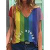 Женская футболка в естественном стиле с радужным принтом Harajuku, летняя одежда Y2k, модная толстовка с коротким рукавом для девочек