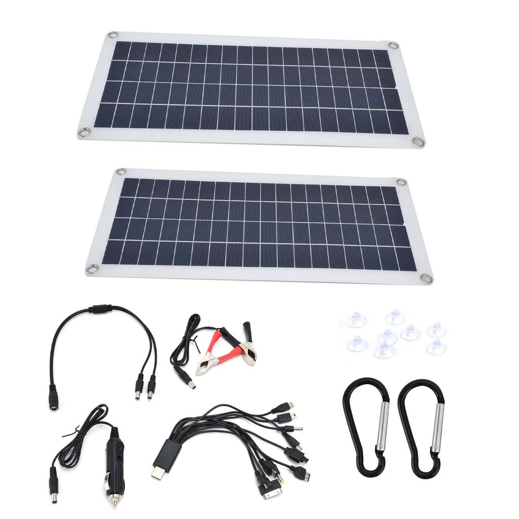 2x10W Monocrystalline Silicon Solar Panel Emergency Battery Charger Kit Photovoltaic Panel for RV