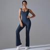 Однотонный спортивный комбинезон облегающего кроя с широкими штанинами для йоги и бега