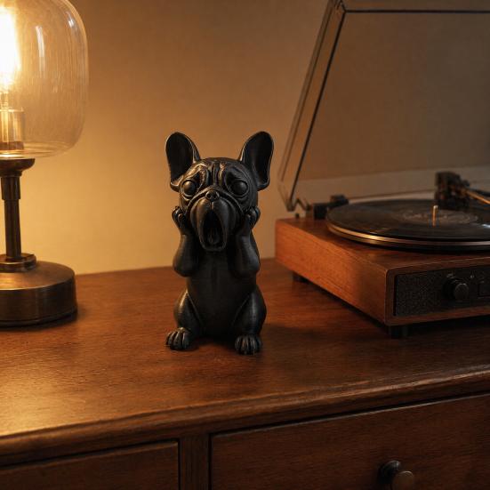 3D Printed French Bulldog Figurine, Screaming Dog Decorative Sculpture, Puppy Statue for Car Dashboard, Home Office Desk, Gift for Dog Lovers
