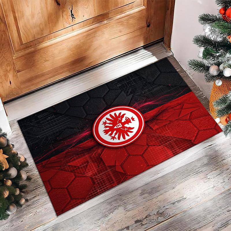 Eintracht Frankfurt Football Print Crystal Velvet Rug, Comfortable Water Absorbent Non Slip Indoor Floor Carpet