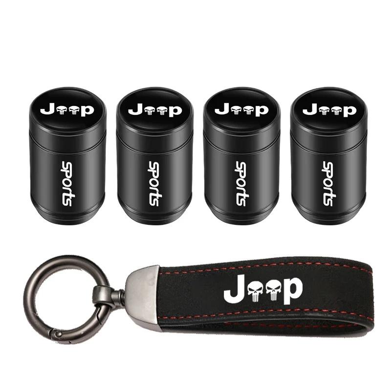 Anti-Rust Car Tire Valve Stem Caps Suede Keychain for Jeep Renegade Wrangler JK JL Grand Cherokee Compass Auto Wheel Accessories