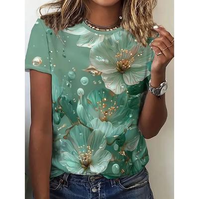 Футболка с 3D-принтом, летний и весенний топ с коротким рукавом и круглым вырезом, повседневная женская одежда