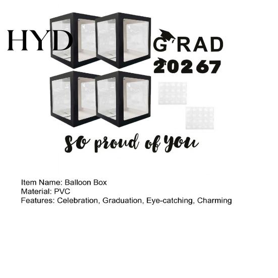 Birthday Balloon Box 4 Pcs 2026 Grad Boxes Black with Letters So Pround of Party Supplies You Graduation Decoration for College High