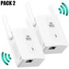 [2 Pieces] 300 Mbps Wifi Repeater - E.F.CONNECTION - Easy Configuration - 200m² Coverage - WPA/WPA2 Security