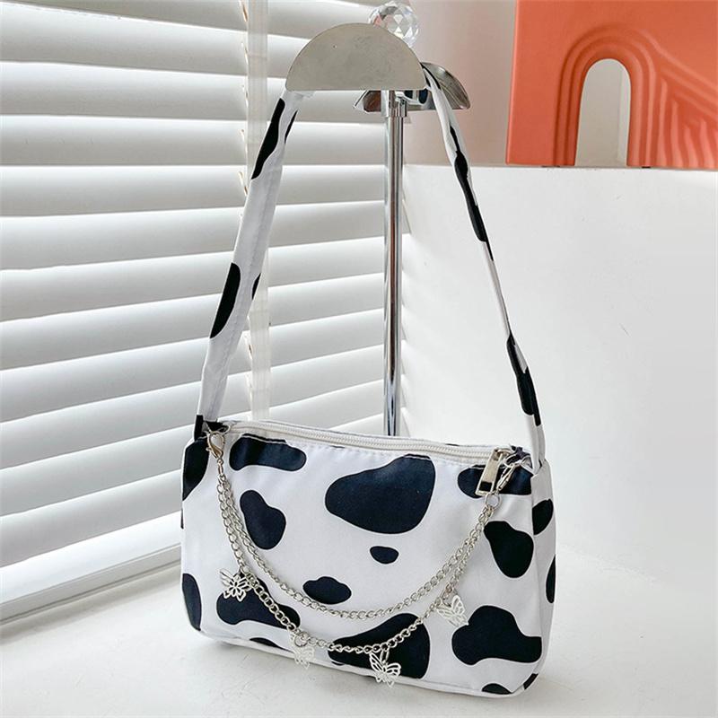 Yogodlns Модная сумка через плечо на молнии, мини-модная сумка под мышками с узором бабочки, маленькая стильная сумка с цепочкой и декором