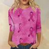 Женская модная повседневная блузка с рукавами 7/8, принтом, свободного кроя, с круглым вырезом