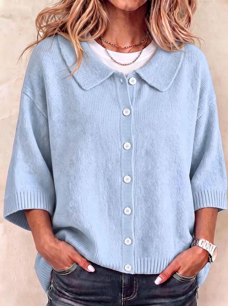 2026 Autumn/Winter Solid Color Knit Cardigan: Slimming, Soft, and Breathable Mid-Sleeve Sweater