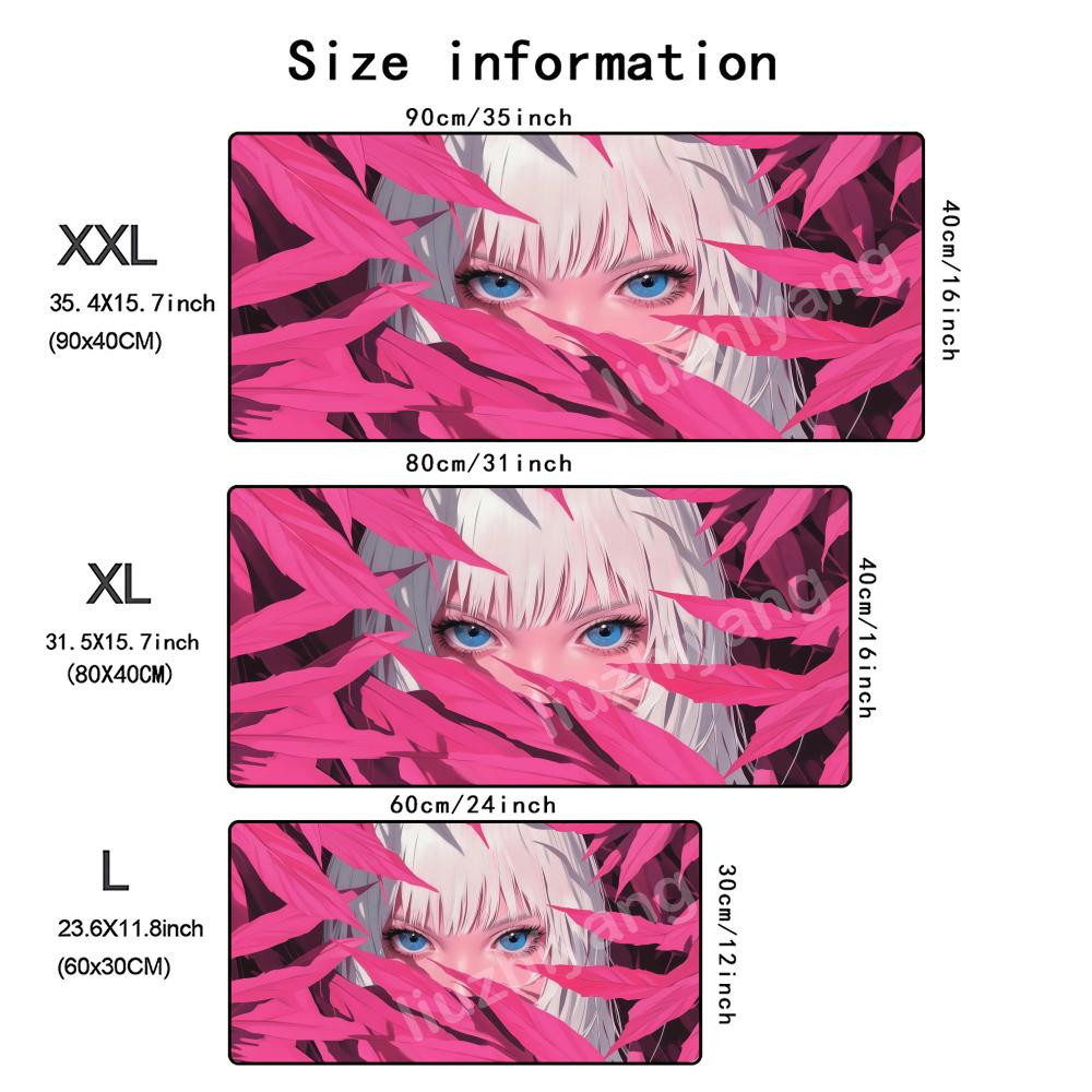 Melancholic Girl Mouse Pad Large Computer Office Game Table Mat Rubber AntiSlip Stitched Edge Keyboard Mats 90x40 Xxl Desk Pads