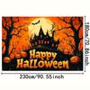 1pc 2D flat Halloween banner background cloth, create a horror atmosphere, home decoration, no power supply required——sym
