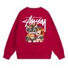 Classic Print Hoodie Mens Loose Fit Crewneck Cotton Sweatshirt Casual Wear