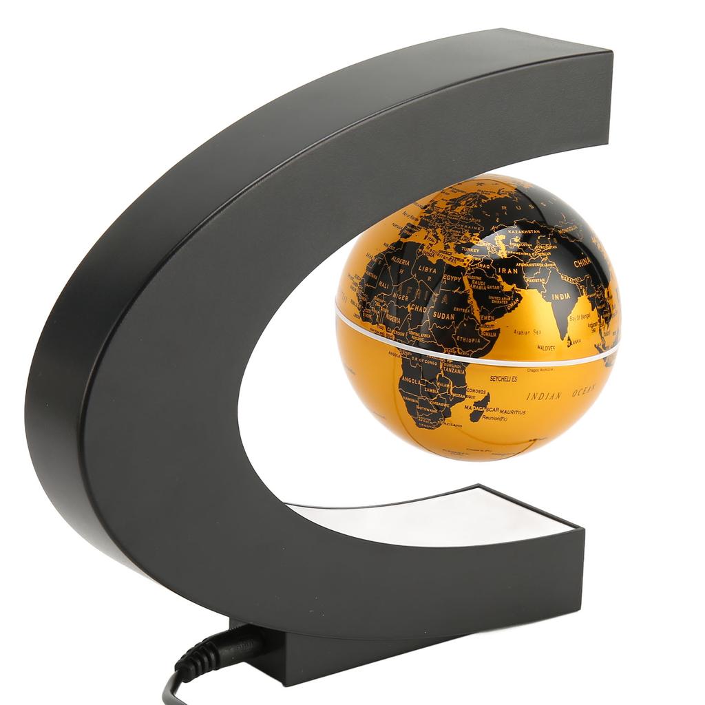Magnetic Levitation Globe Golden Built In LED Frosted Texture C Shaped 3in 12V 1A Magnetic Levitatio