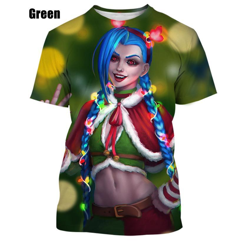 Модная мужская и женская повседневная футболка Game LOL Jinx, футболка с 3D принтом, повседневная футболка с круглым вырезом и короткими рукавами