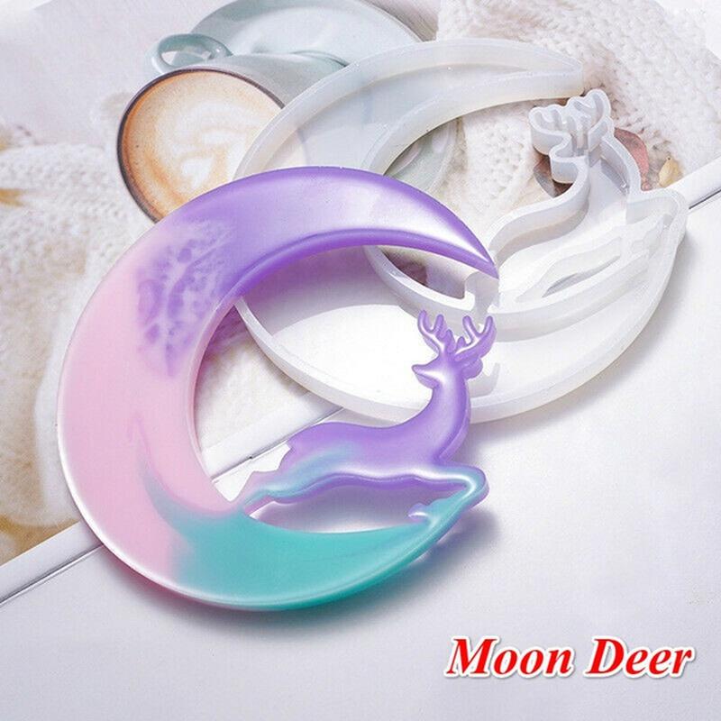 Cat Deer Moon Resin Crystal Epoxy Mold Casting Silicone Mould Crafts DIY Making