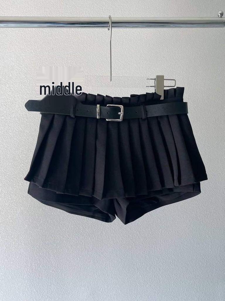 High-Waisted Pleated Mini Skirt - White A-Line, Anti-Exposure, Slimming College Style