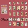 50 pcs/pack Vintage Bronzing Stamp style Stickers Decorative DIY Scrapbooking Diary Album Collage material Junk Journal Supplies