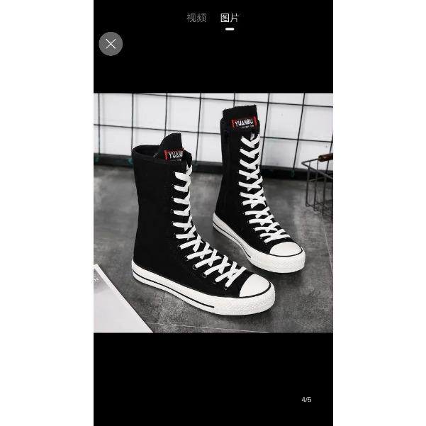 Размер 34-43 Женская обувь Холщовая Повседневная Обувь Хайтопы Длинные Ботинки На Шнуровке На Молнии Удобные Ботинки На Плоской Подошве Кроссовки Tenis De Mujer