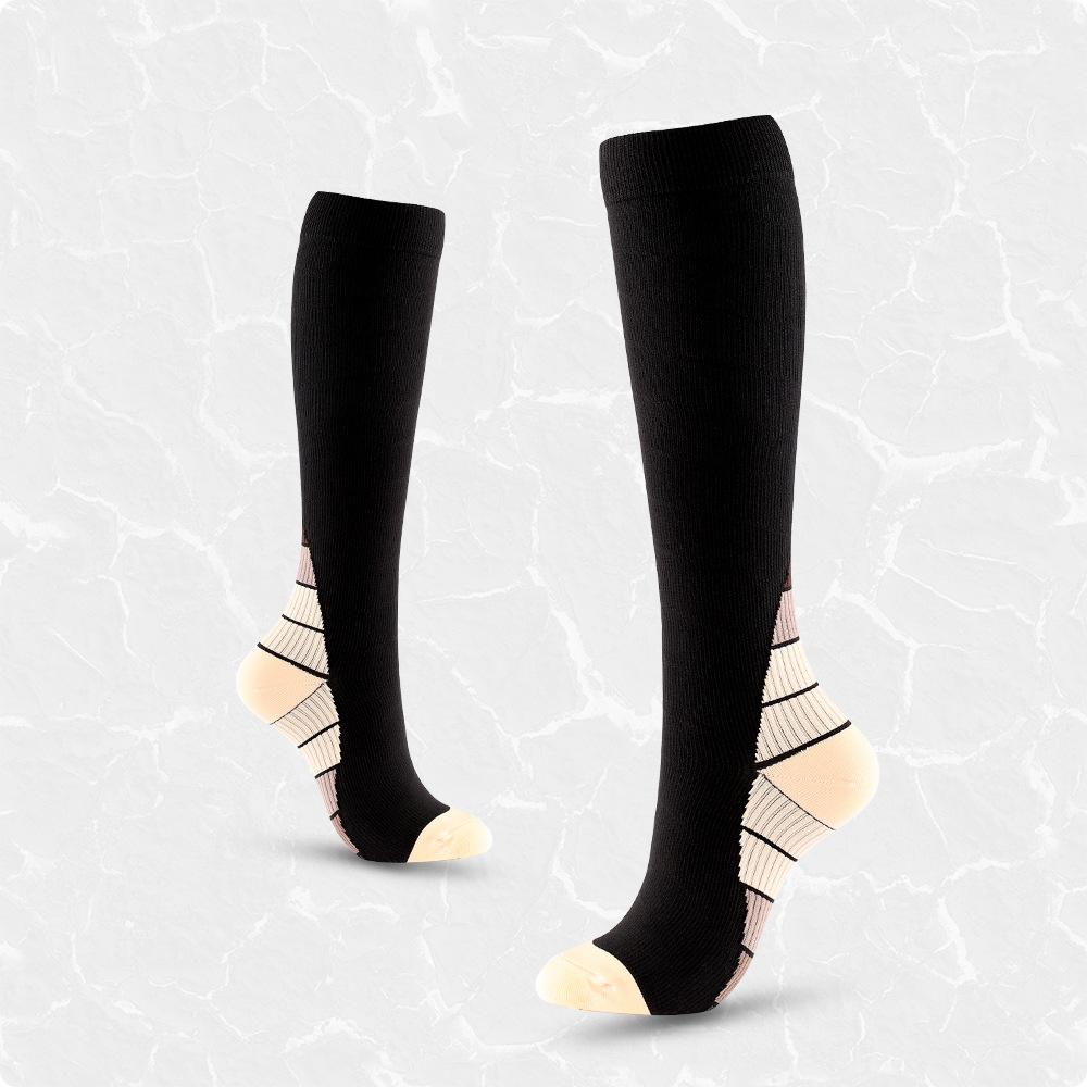 Двухцветный спортивный чулок до икры Простой и персонализированный длинный до колена Мужской и женский компрессионный носок для велоспорта