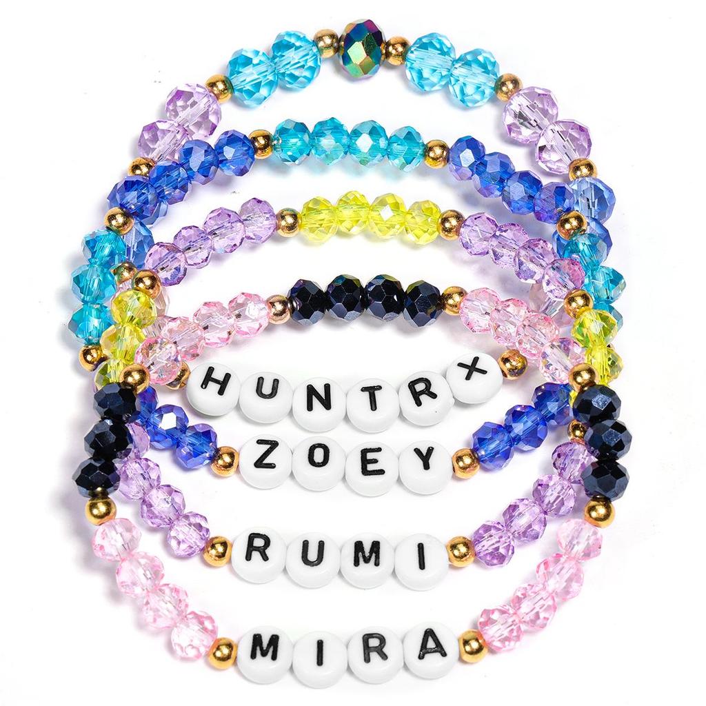 Glass Beaded Crystal Bracelet Set for Girls - K-pop Inspired Stackable Jewelry Gift