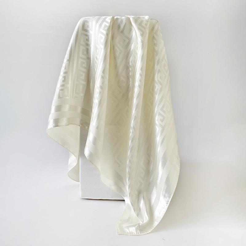 Imitation Silk Scarf for Women Solid Color Printed Scarf Scalp Shawl Scarf