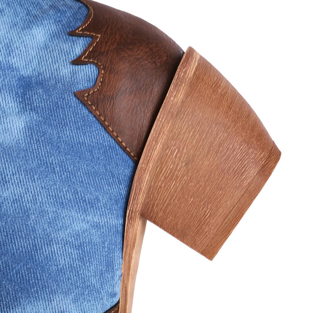 Женские ковбойские сапоги до середины икры, западные сапоги гаучо, ковбойские сапоги на блочном каблуке, обувь из искусственной кожи, пэчворк, деним, ручная работа