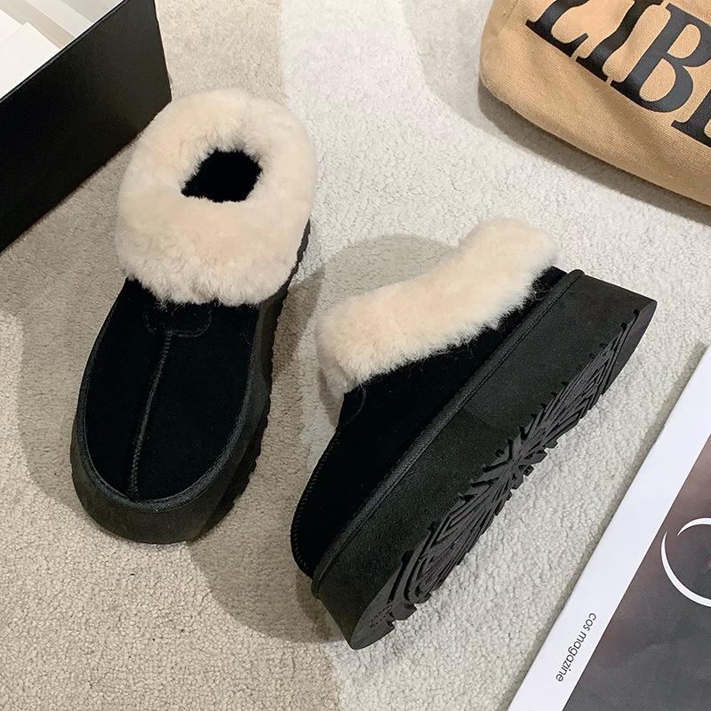 Мао Мао рот зимние сапоги женские новые на толстой подошве короткие голенища утолщенные на одной педали ленивые хлопковые туфли осень-зима 2025