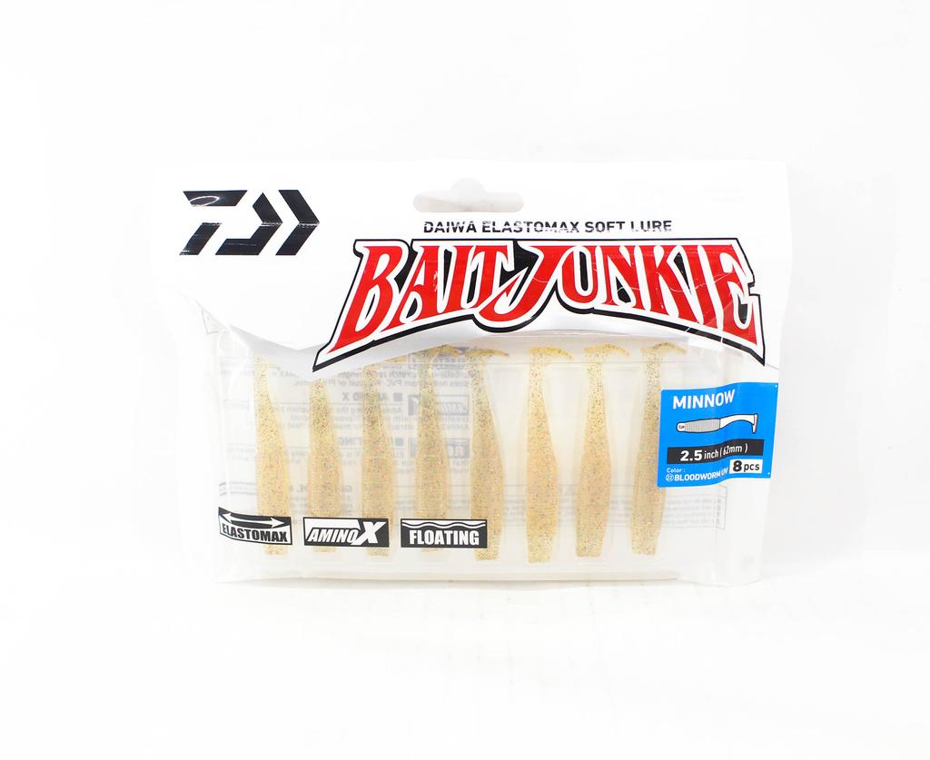 Daiwa Soft Lure Bait Junkie Minnow 2.5 Inch 8 Per Pack BloodwormUV (2873)