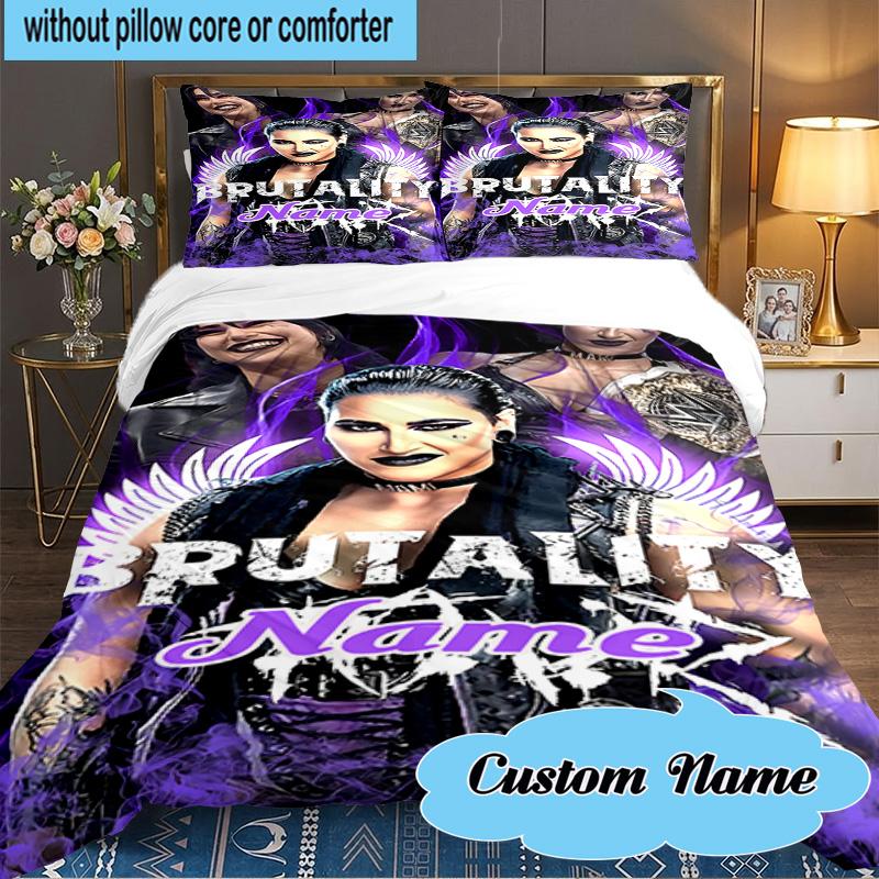 Custom Name 3PCS Champion Rhea wrestling Bedding Set Including 1pc Duvet Cover And 2pcs Pillowcases for Bedroom, Dormitory Gift Home Decor
