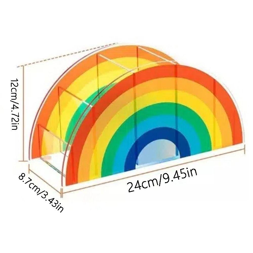 with 5 Grids Office Storage Box Acrylic Makeup Brush Storage Rack Rainbow Pen Holder  Makeup Tool
