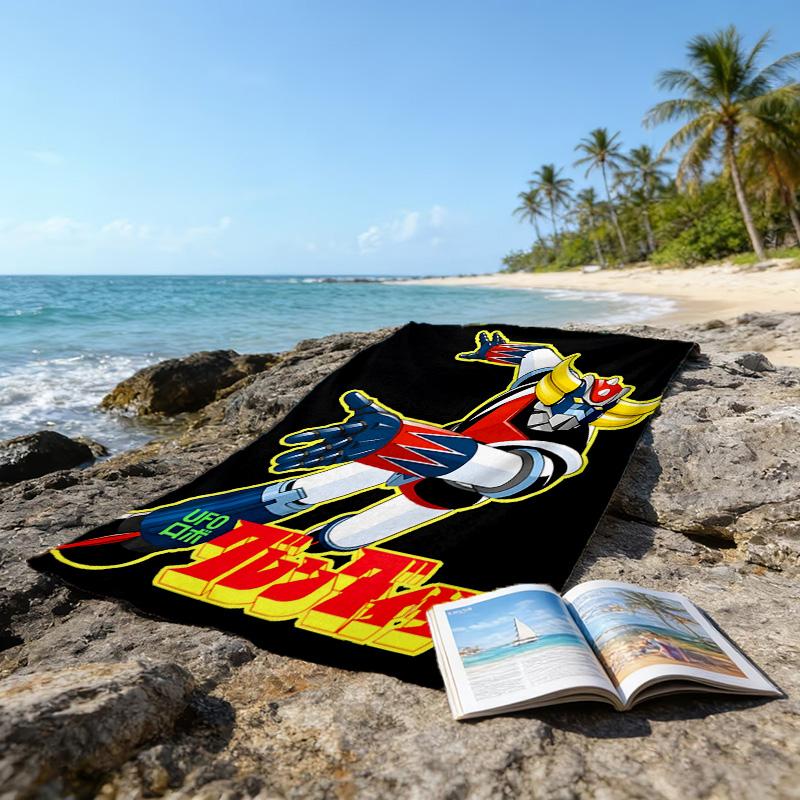1pc UFO Robot Grendizer2 Beach Towel, Beach and Seaside Swimming Pool Equipment, Fashion Pattern, Rectangular, Travel Essentials