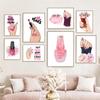 Nails Polish Lipstick Art Print Fashion Poster Beauty Salon Decoration Canvas Painting Pink Wall Picture Girl Room Home Decor