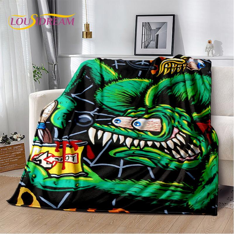 Одеяло с изображением мотоцикла, автомобиля и забавной крысы Fink, мягкое одеяло для дома, спальни, кровати, дивана, пикника, путешествия, офиса