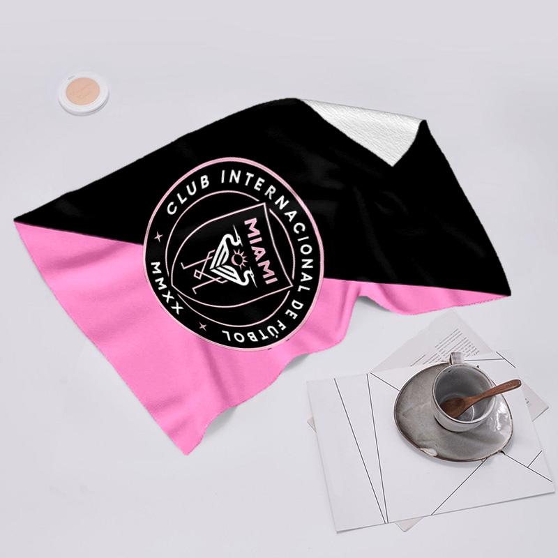 proof beach towel with Inter Miami CF pattern - soft,absorbent,quick-drying,machine washable - perfect for swimming,camping,bathing