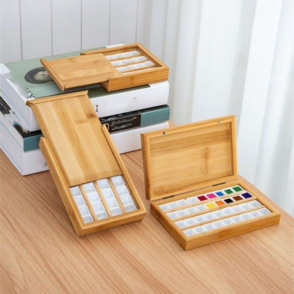 Bamboo Pigment Subpackage Box 24/36 Grid Palette Simple Watercolor Paint Box  Watercolor Packaging
